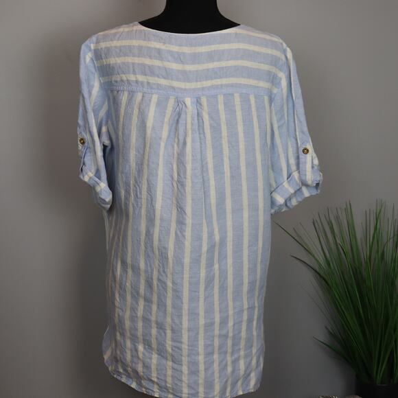Ellen Tracy Linen Top with 1/4 zip and pockets size L - Picture 3 of 6